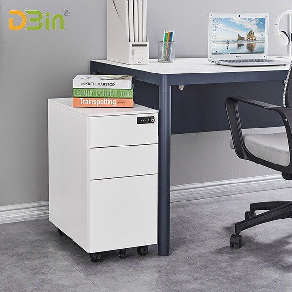 SB-X011 W300三抽白色側(cè)拉活動柜（機械密碼鎖）